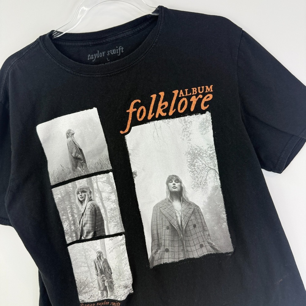 Taylor Swift Folklore Album T-Shirt Black "In The Trees" Official Size L - Picture 3 of 10